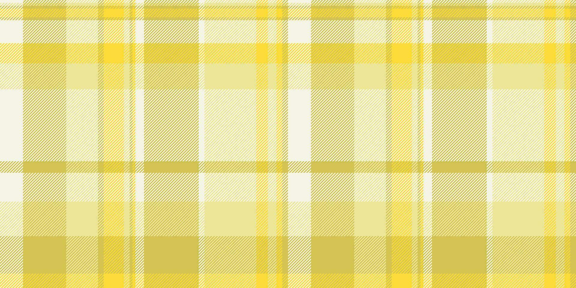 Doodle fabric check pattern, professional seamless tartan texture. Handsome plaid textile background vector in yellow and linen colors.