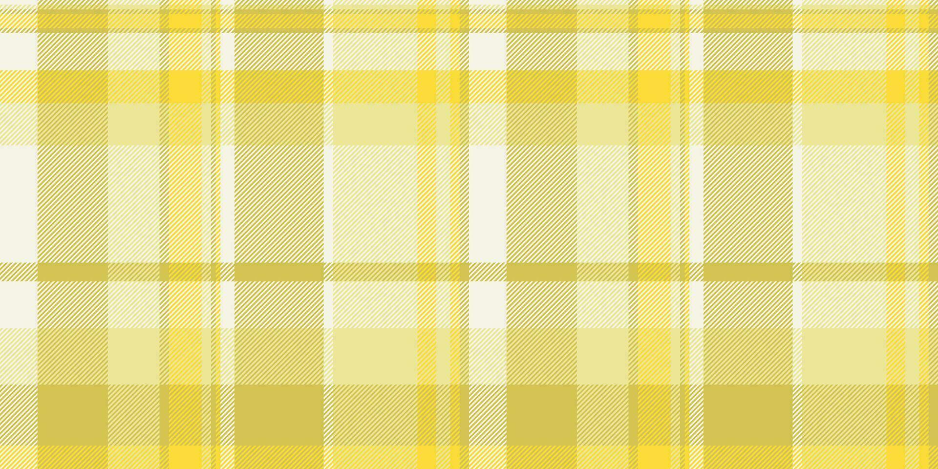 Doodle fabric check pattern, professional seamless tartan texture. Handsome plaid textile background vector in yellow and linen colors.
