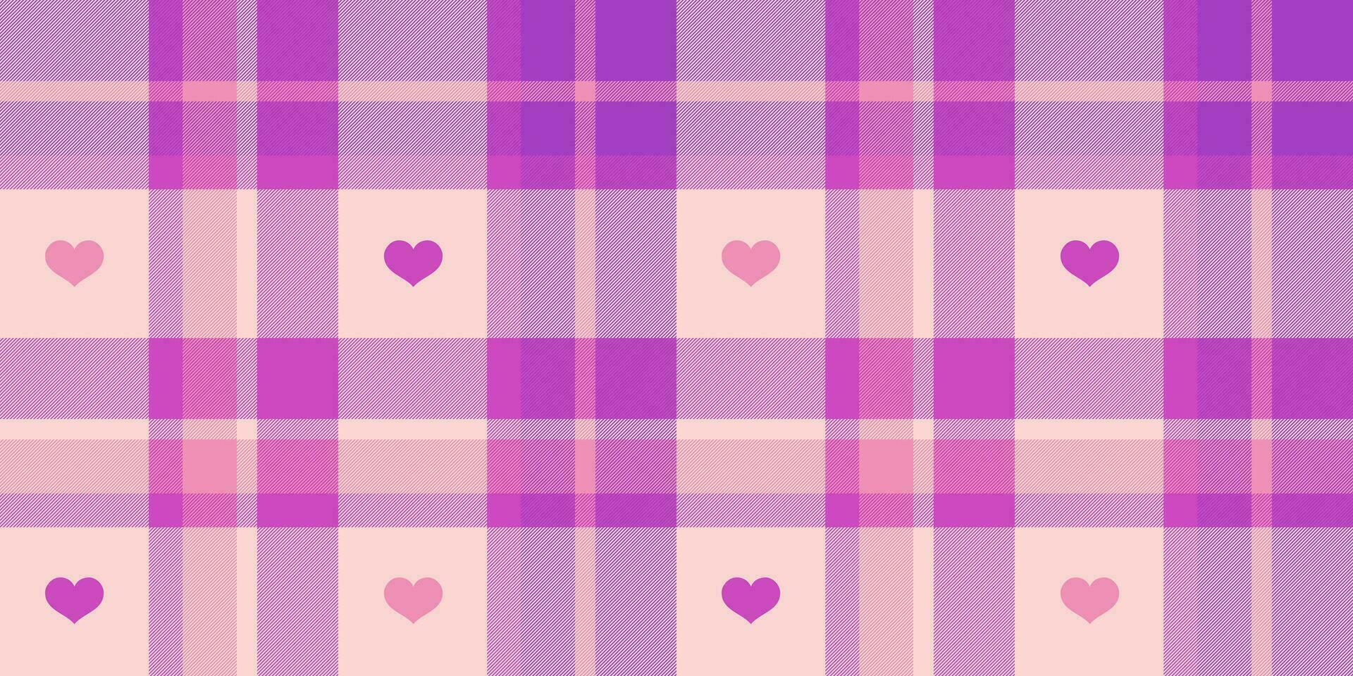 Gingham pattern with hearts. Seamless tartan vichy check plaid for gift card, wrapping paper, invitation on Valentines Day print vector