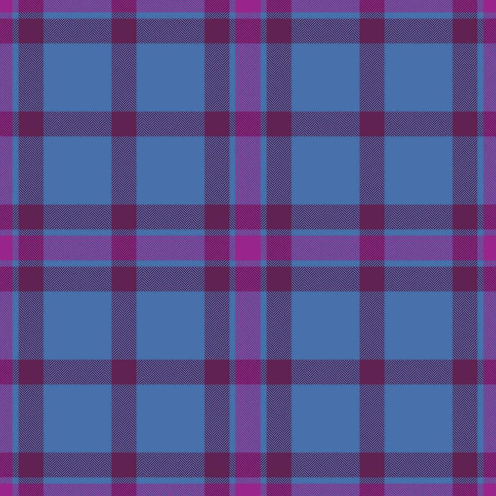 Plaid seamless pattern in blue. Check fabric texture. Vector textile print.