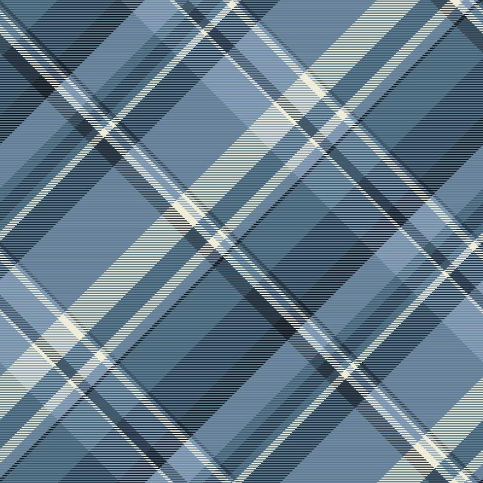 Gift card texture plaid pattern, french textile check background. Rectangle tartan vector fabric seamless in cyan and blue colors.