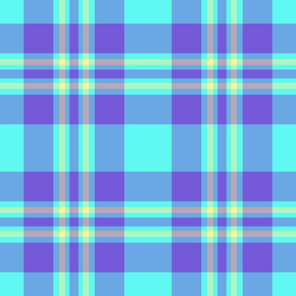 Aesthetic background plaid pattern, smooth check textile fabric. French seamless tartan texture vector in blue and teal colors.