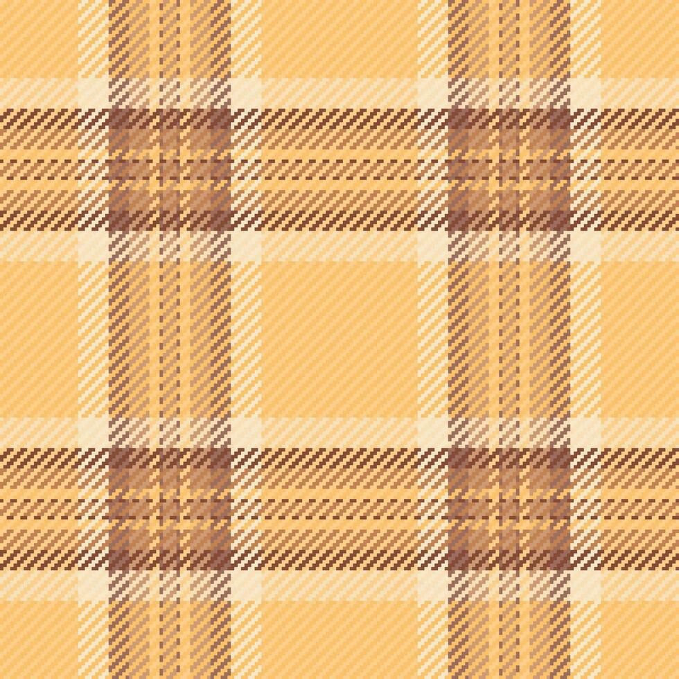 Gold texture fabric plaid, curved textile vector tartan. Christmas card seamless background pattern check in orange and red colors.