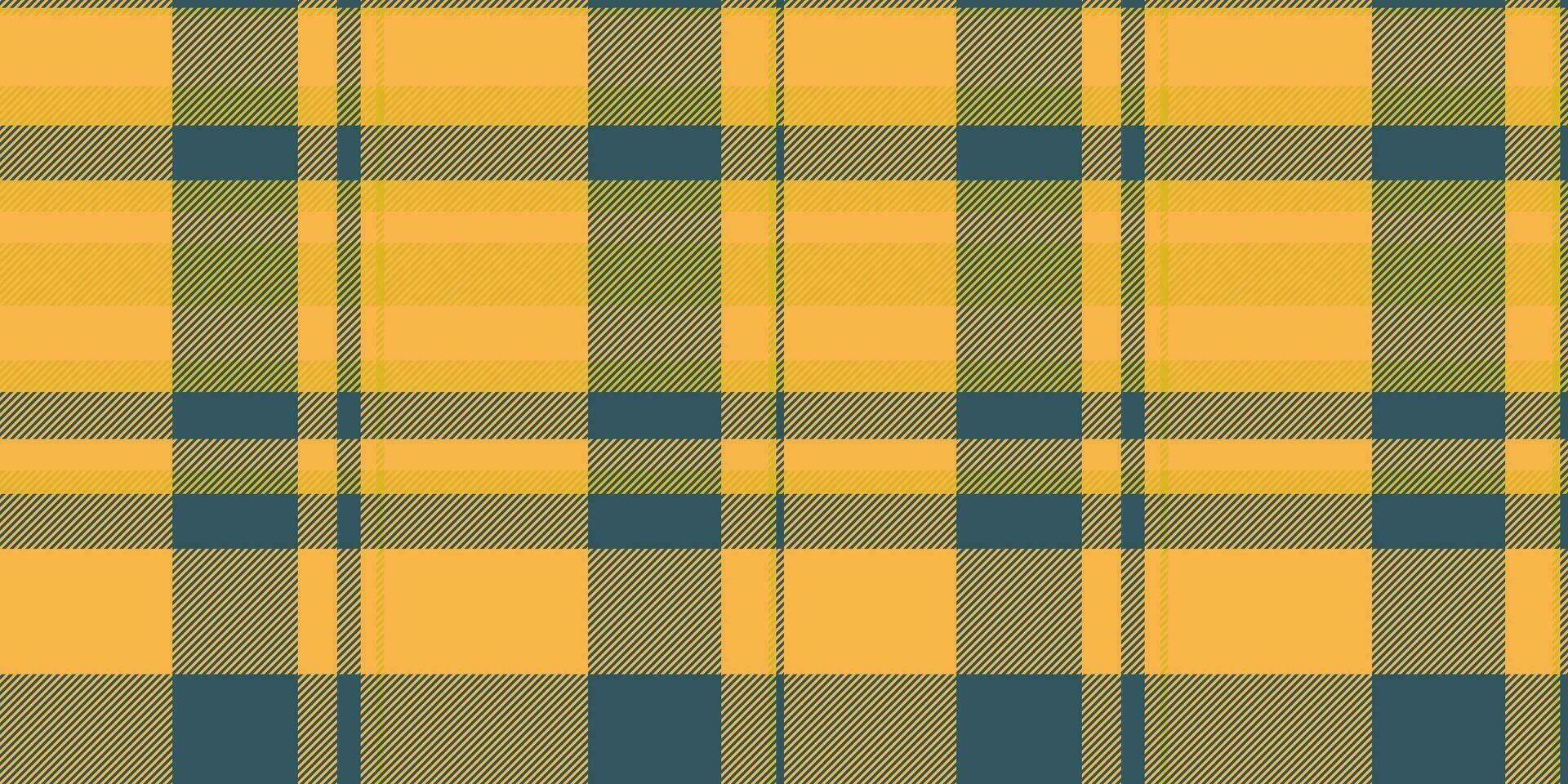 Classy tartan check pattern, nostalgia seamless plaid texture. Commerce background vector fabric textile in amber and cyan colors.