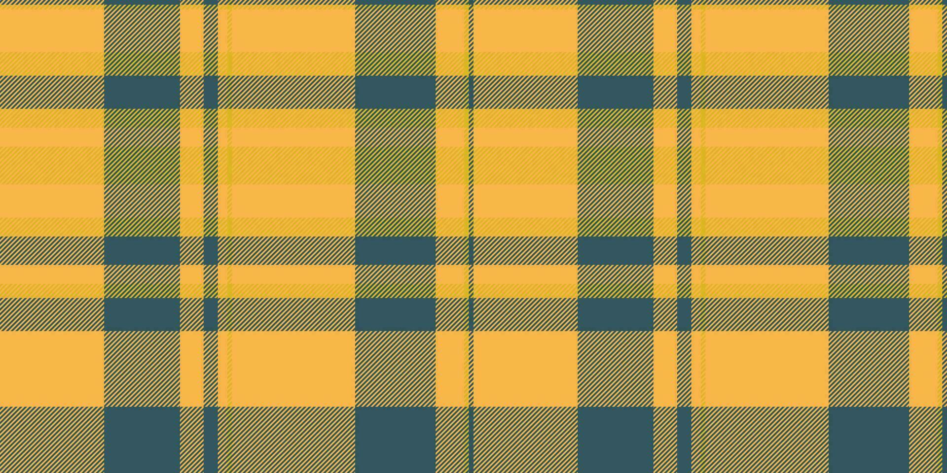 Classy tartan check pattern, nostalgia seamless plaid texture. Commerce background vector fabric textile in amber and cyan colors.