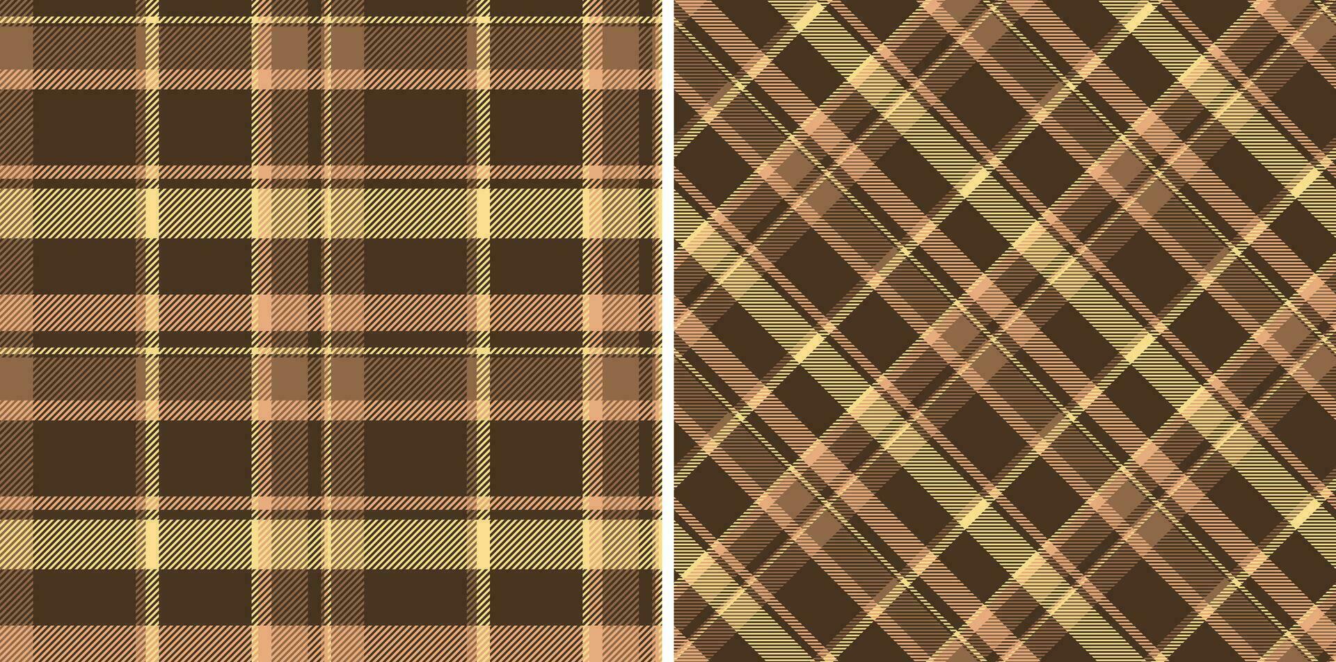 Vector background plaid of fabric textile seamless with a check texture pattern tartan. Set in sunset colors for modern carpet trends.