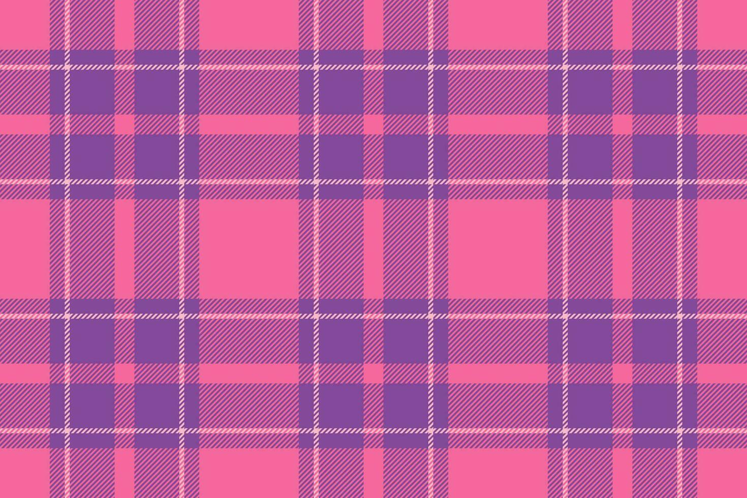 Plaid background, check seamless pattern in pink. Vector fabric texture for textile print, wrapping paper, gift card or wallpaper.