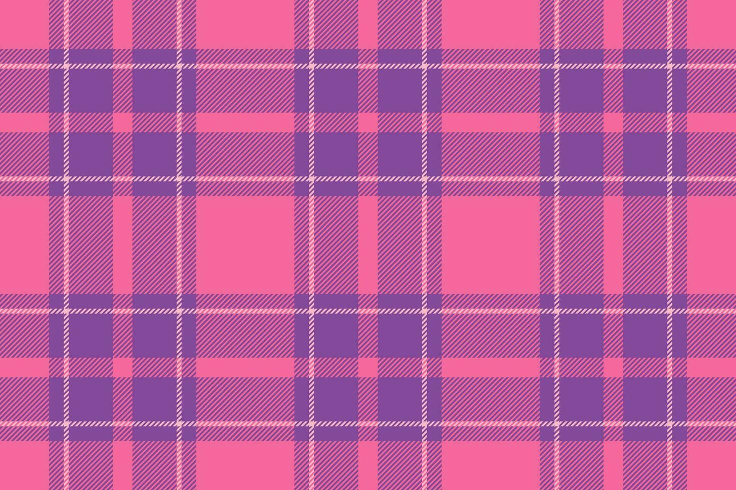 Plaid background, check seamless pattern in pink. Vector fabric texture for textile print, wrapping paper, gift card or wallpaper.