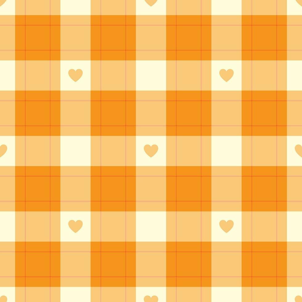 Gingham pattern with hearts. Seamless tartan vichy check plaid for gift card, wrapping paper, invitation on Valentines Day print vector