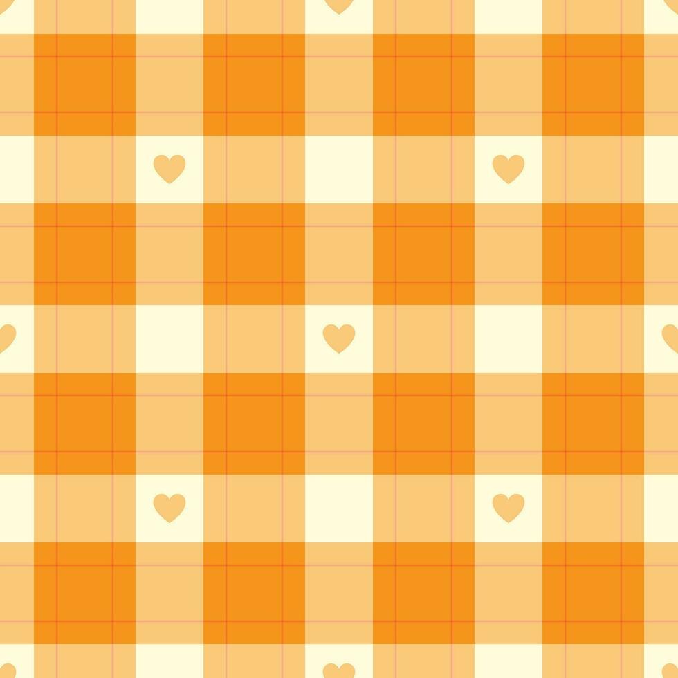 Gingham pattern with hearts. Seamless tartan vichy check plaid for gift card, wrapping paper, invitation on Valentines Day print vector