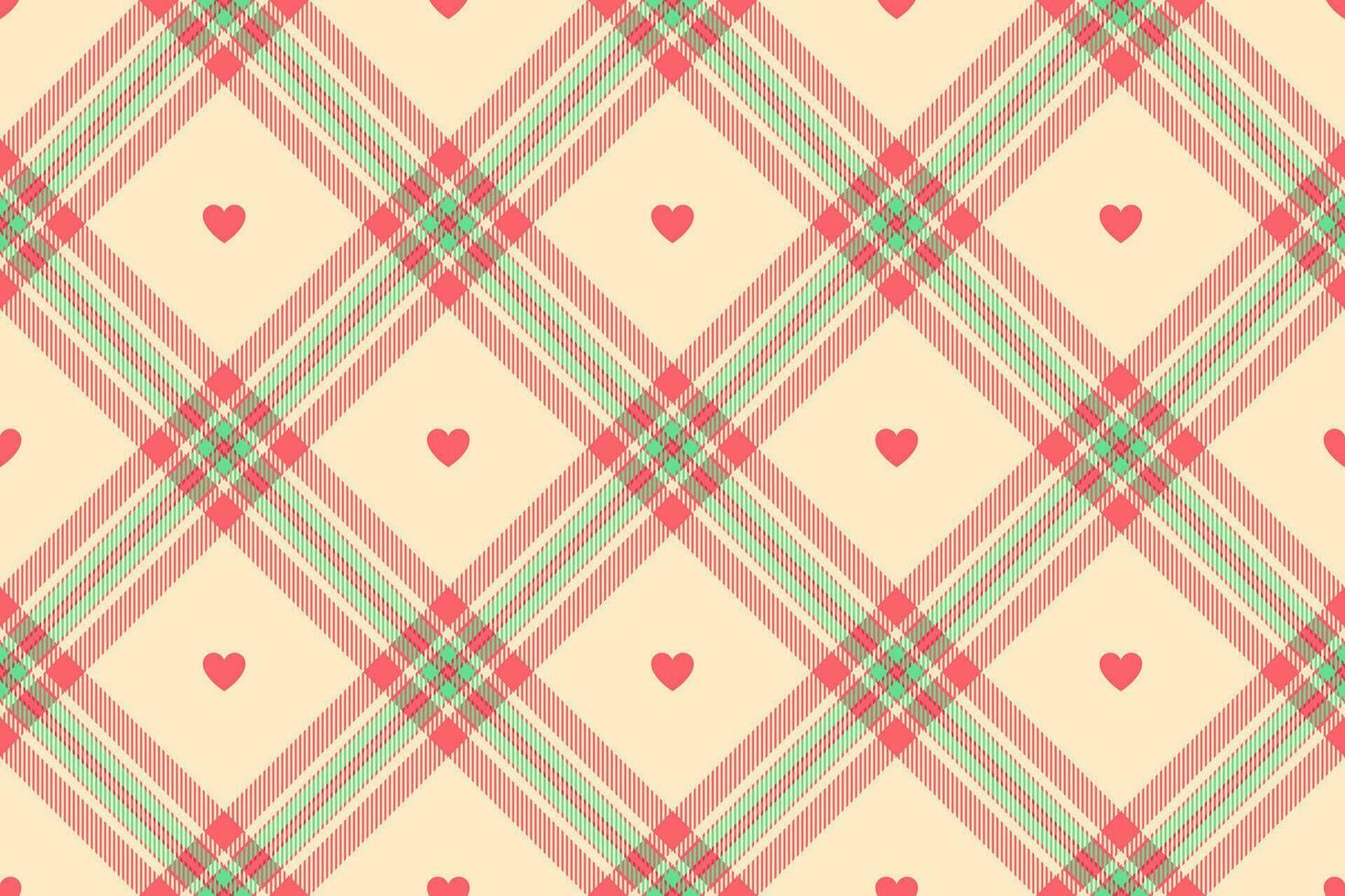 Gingham pattern with hearts. Seamless tartan vichy check plaid for dress, shirt, tablecloth, napkin, or other modern Valentines Day textile design. vector