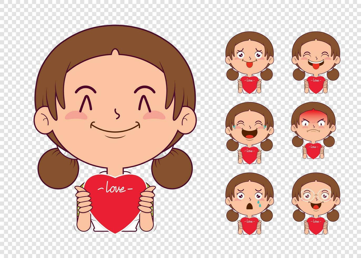 niña participación corazón dibujos animados linda colección vector