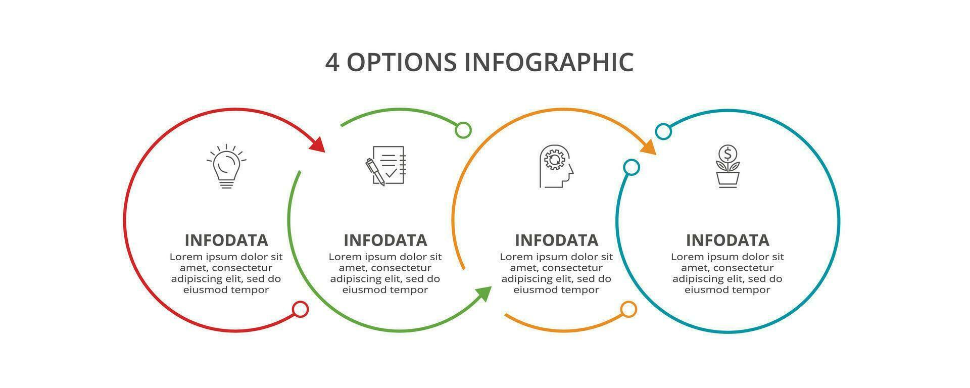 línea concepto para infografía con 4 4 pasos, opciones, partes o procesos. negocio datos visualización. vector