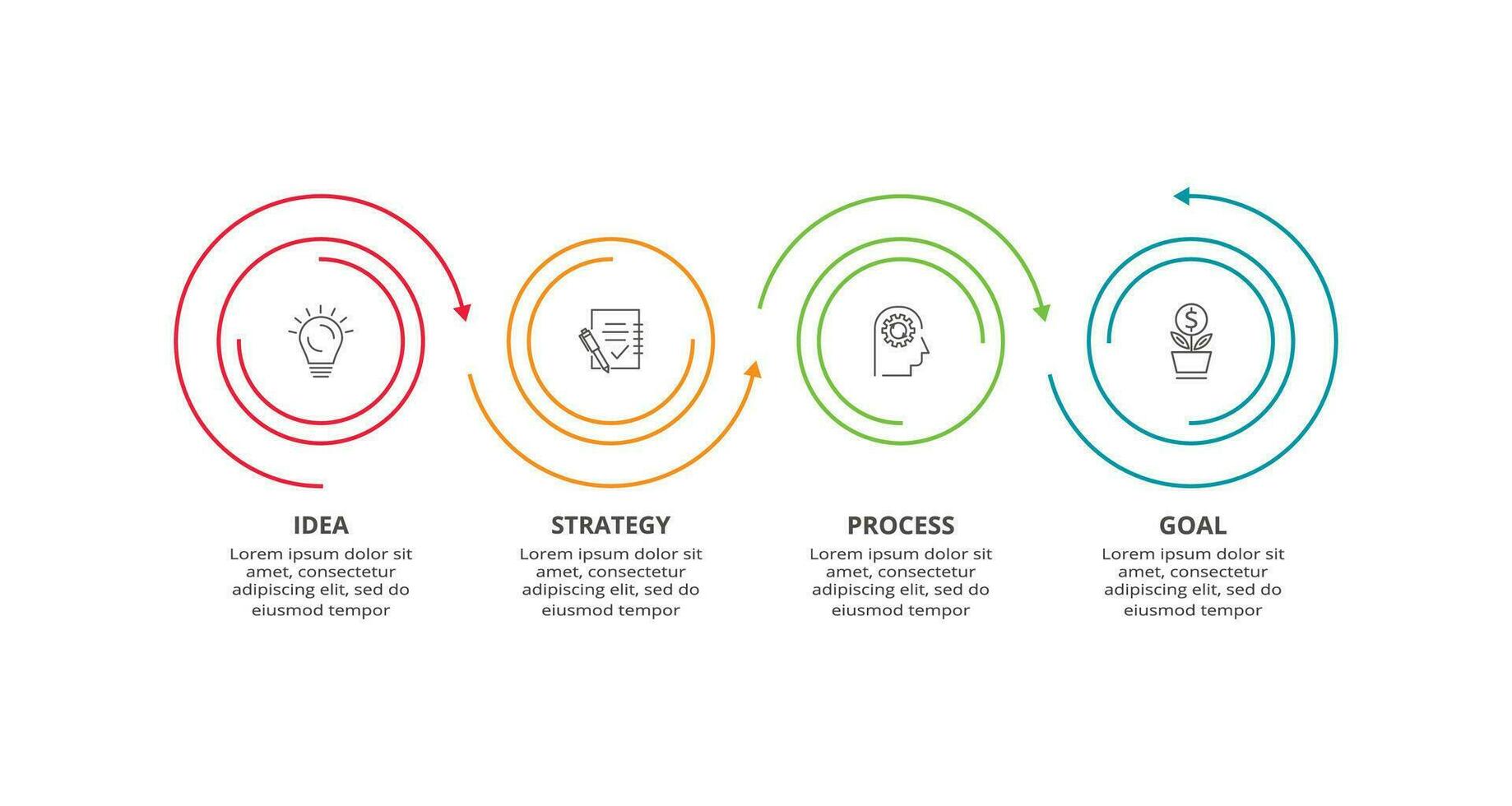 línea concepto para infografía con 4 4 pasos, opciones, partes o procesos. negocio datos visualización. vector