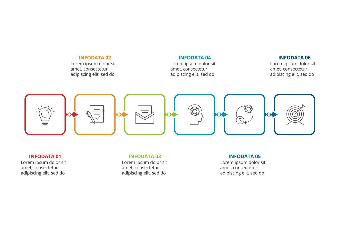 línea concepto para infografía con 6 6 pasos, opciones, partes o procesos. negocio datos visualización. vector