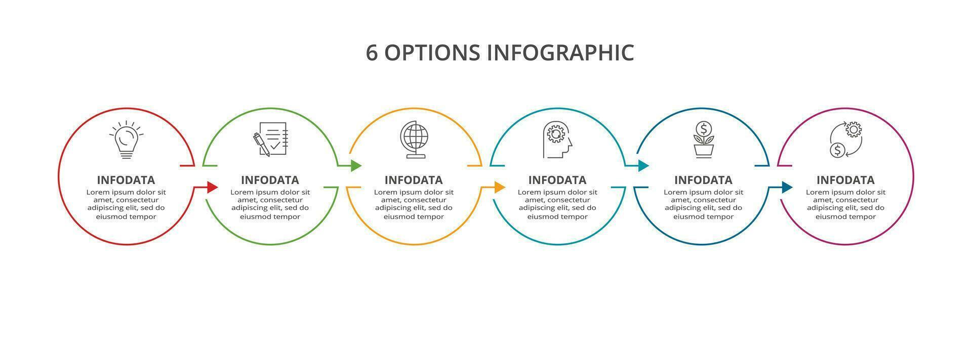 Line concept for infographic with 6 steps, options, parts or processes. Business data visualization. vector