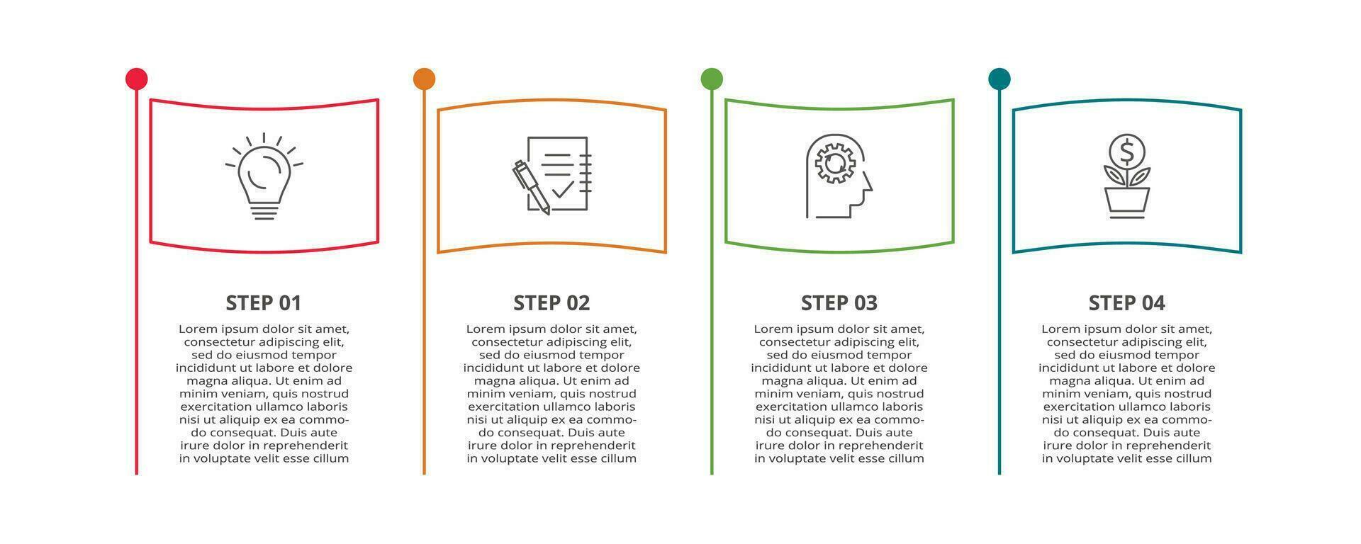 línea concepto para infografía con 4 4 pasos, opciones, partes o procesos. negocio datos visualización. vector