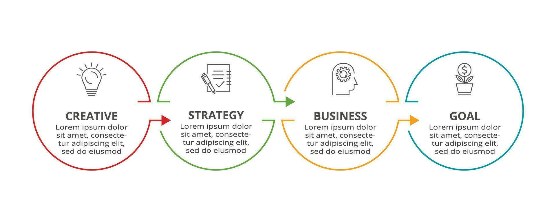 Line concept for infographic with 4 steps, options, parts or processes. Business data visualization. vector