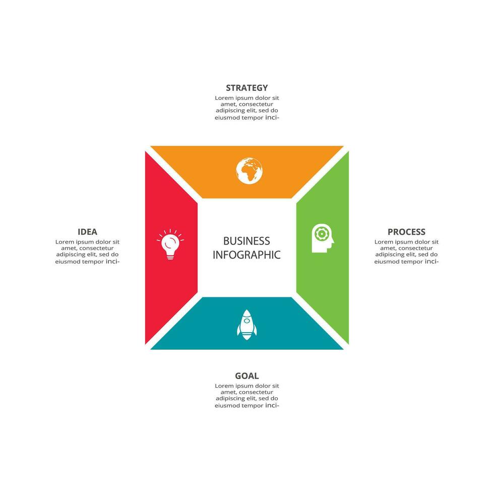 creativo concepto para infografía con 4 4 pasos, opciones, partes o procesos. negocio datos visualización. vector