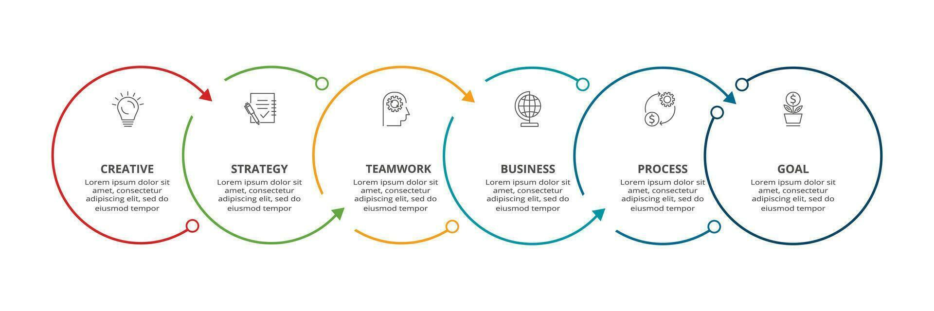 Line concept for infographic with 6 steps, options, parts or processes. Business data visualization. vector