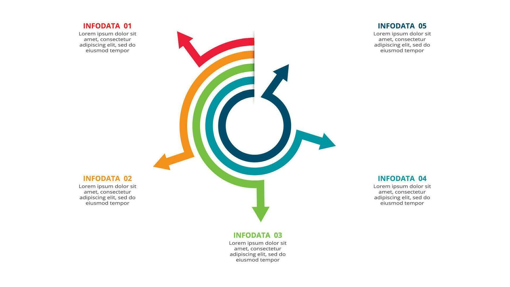 resumen flechas de grafico, diagrama con 5 5 pasos, opciones, partes o procesos. vector negocio modelo para presentación