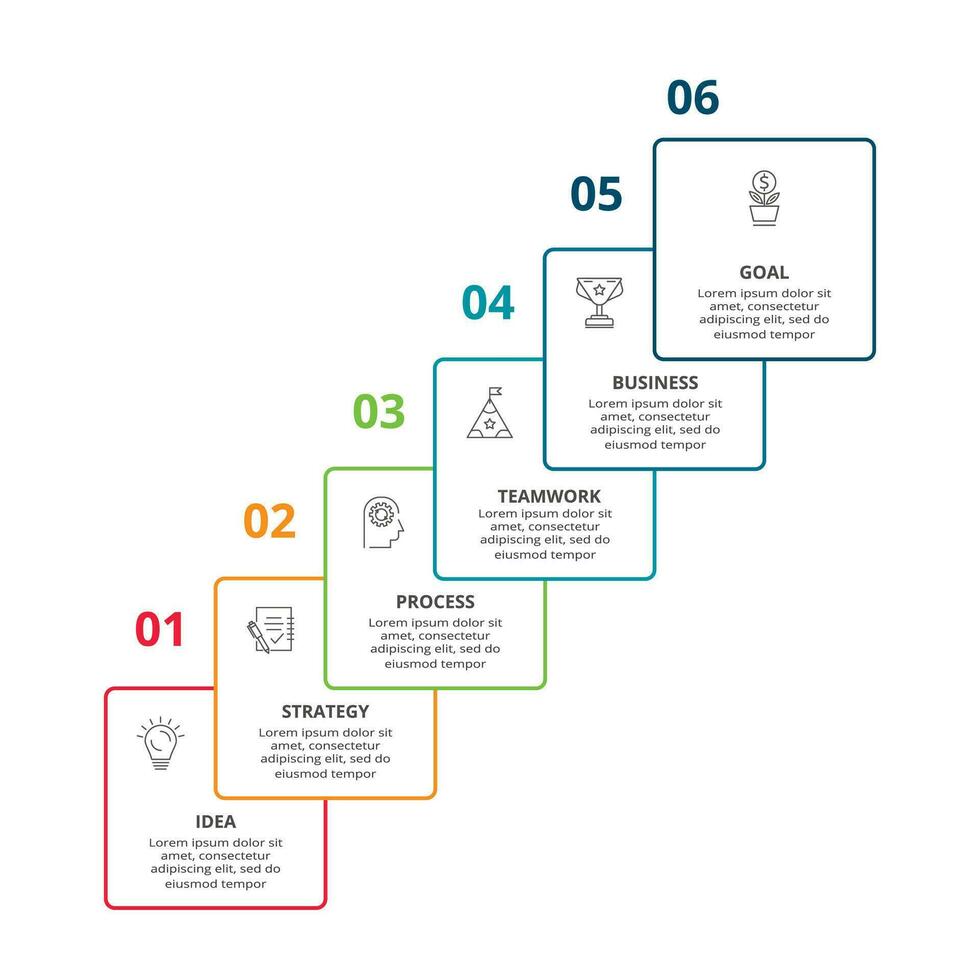 Line concept for infographic with 6 steps, options, parts or processes. Business data visualization. vector