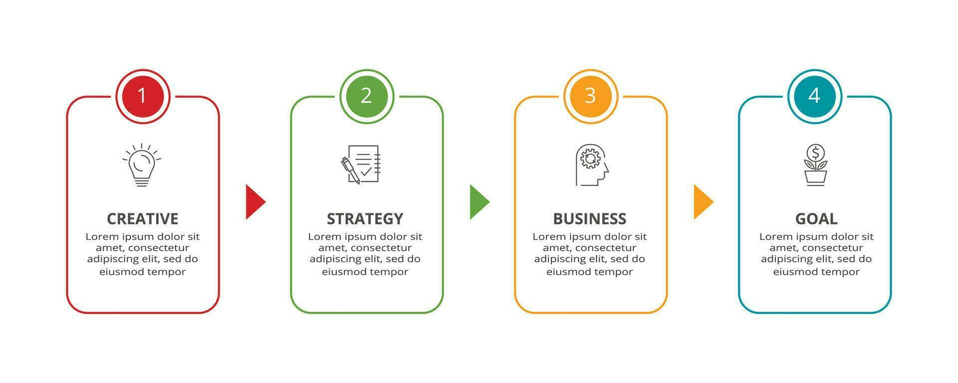 línea concepto para infografía con 4 4 pasos, opciones, partes o procesos. negocio datos visualización. vector