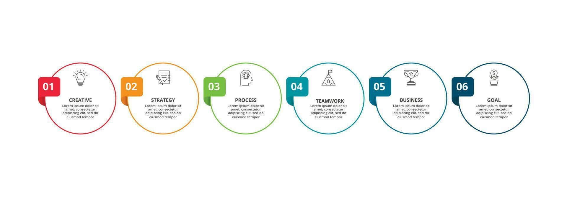 Line concept for infographic with 6 steps, options, parts or processes. Business data visualization. vector