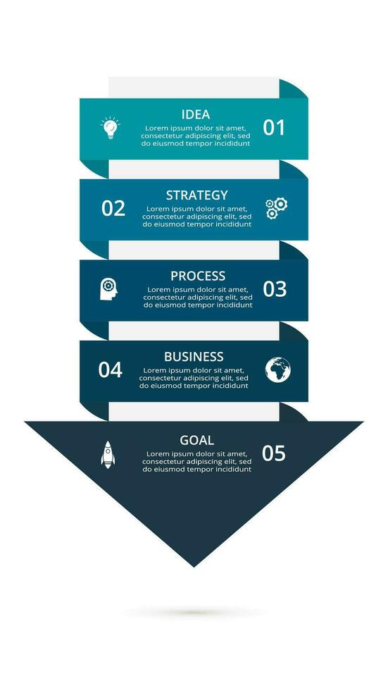 resumen flechas de grafico, diagrama con 5 5 pasos, opciones, partes o procesos. vector negocio modelo para presentación