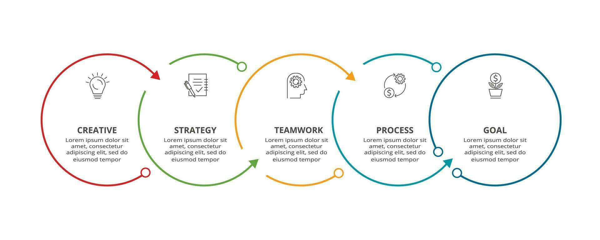 Line concept for infographic with 5 steps, options, parts or processes. Business data visualization. vector