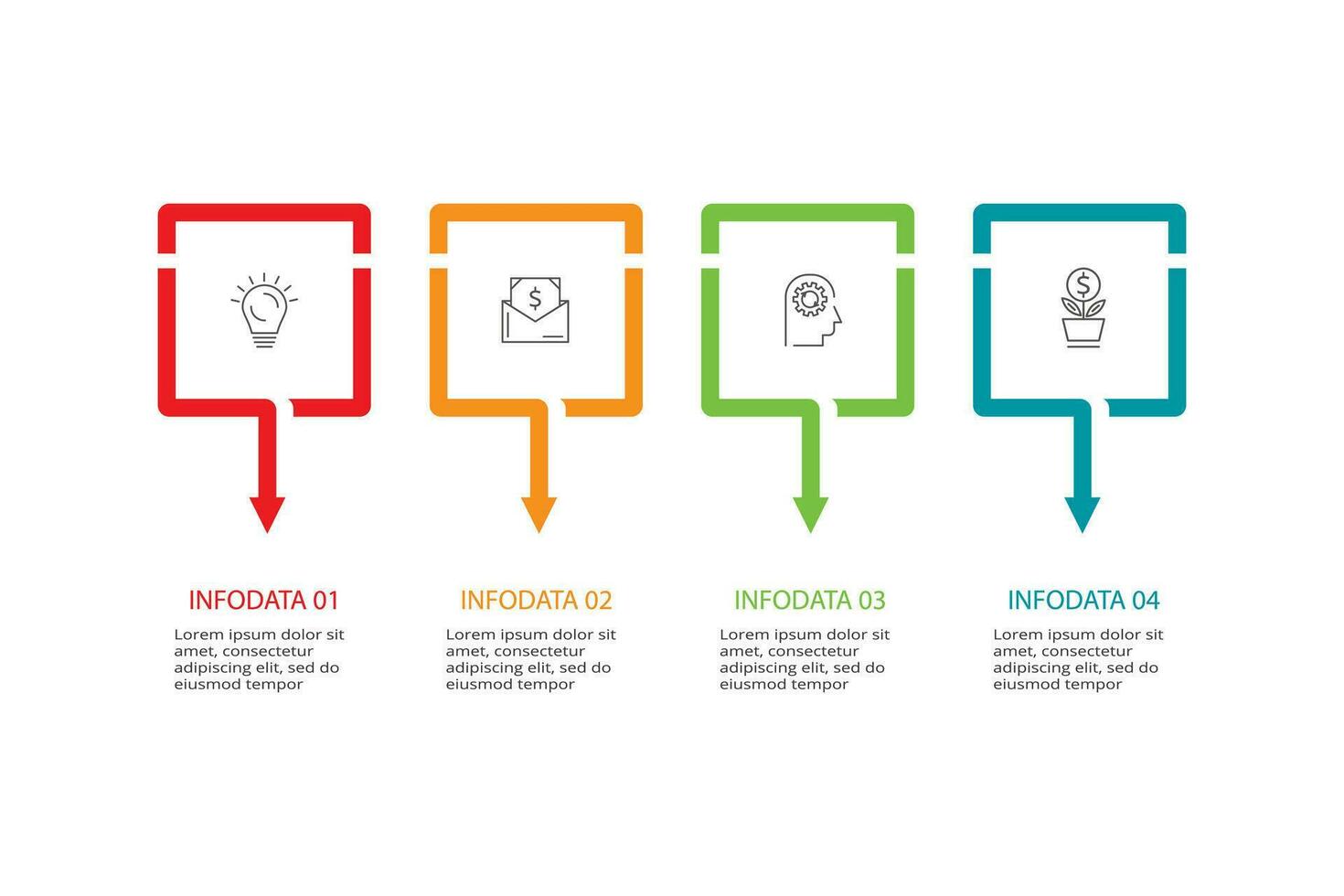 Abstract arrows of graph, diagram with 4 steps, options, parts or processes. Vector business template for presentation