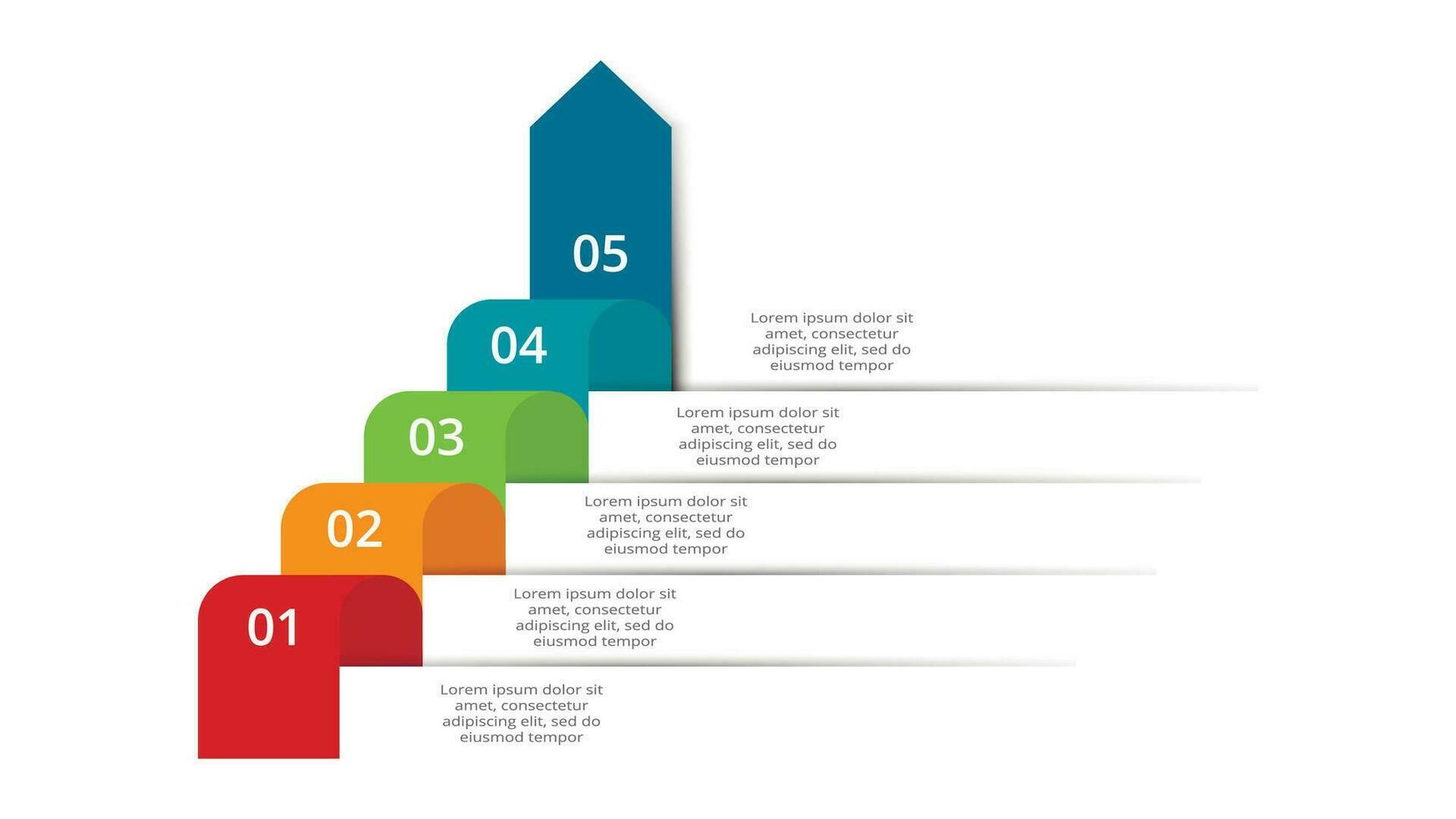 Abstract arrows of graph, diagram with 5 steps, options, parts or processes. Vector business template for presentation