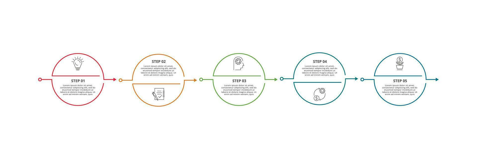 Line concept for infographic with 5 steps, options, parts or processes. Business data visualization. vector