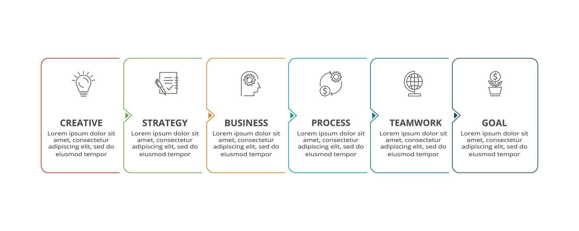 Line concept for infographic with 6 steps, options, parts or processes. Business data visualization. vector