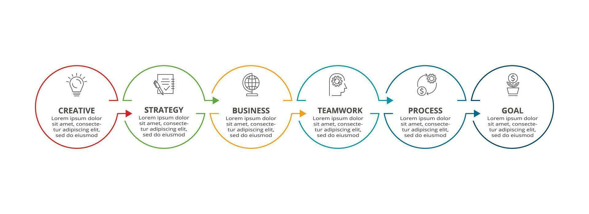 Line concept for infographic with 6 steps, options, parts or processes. Business data visualization. vector