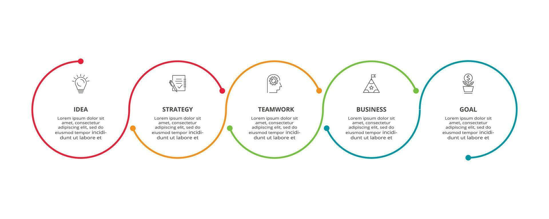 línea concepto para infografía con 5 5 pasos, opciones, partes o procesos. negocio datos visualización. vector