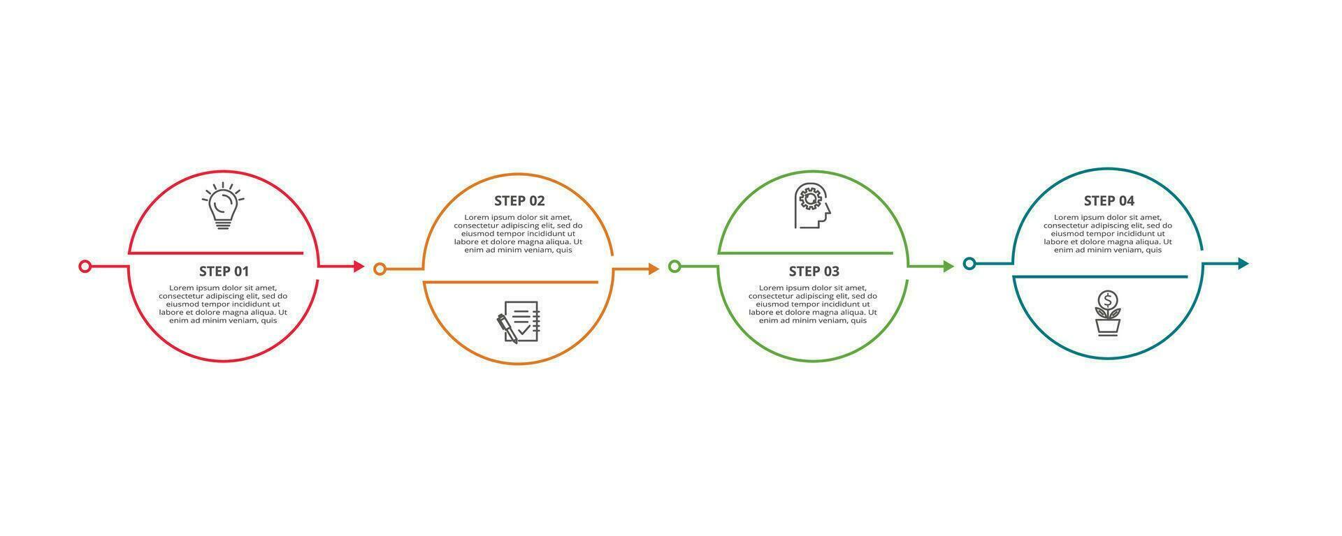 Line concept for infographic with 4 steps, options, parts or processes. Business data visualization. vector