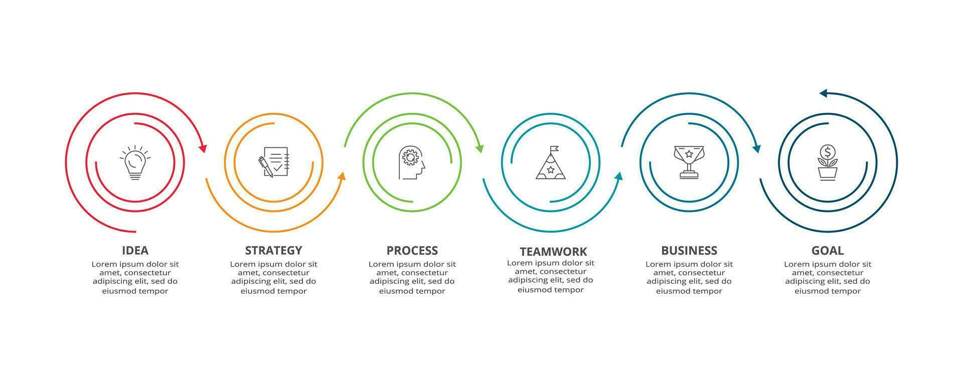 Line concept for infographic with 6 steps, options, parts or processes. Business data visualization. vector