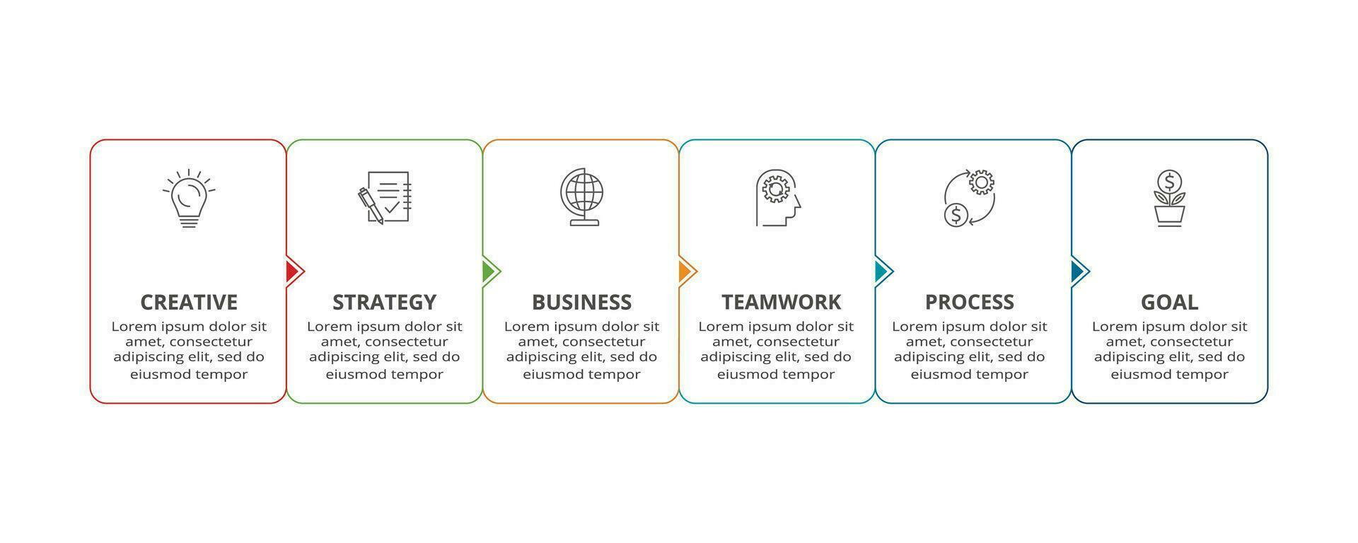 Line concept for infographic with 6 steps, options, parts or processes. Business data visualization. vector