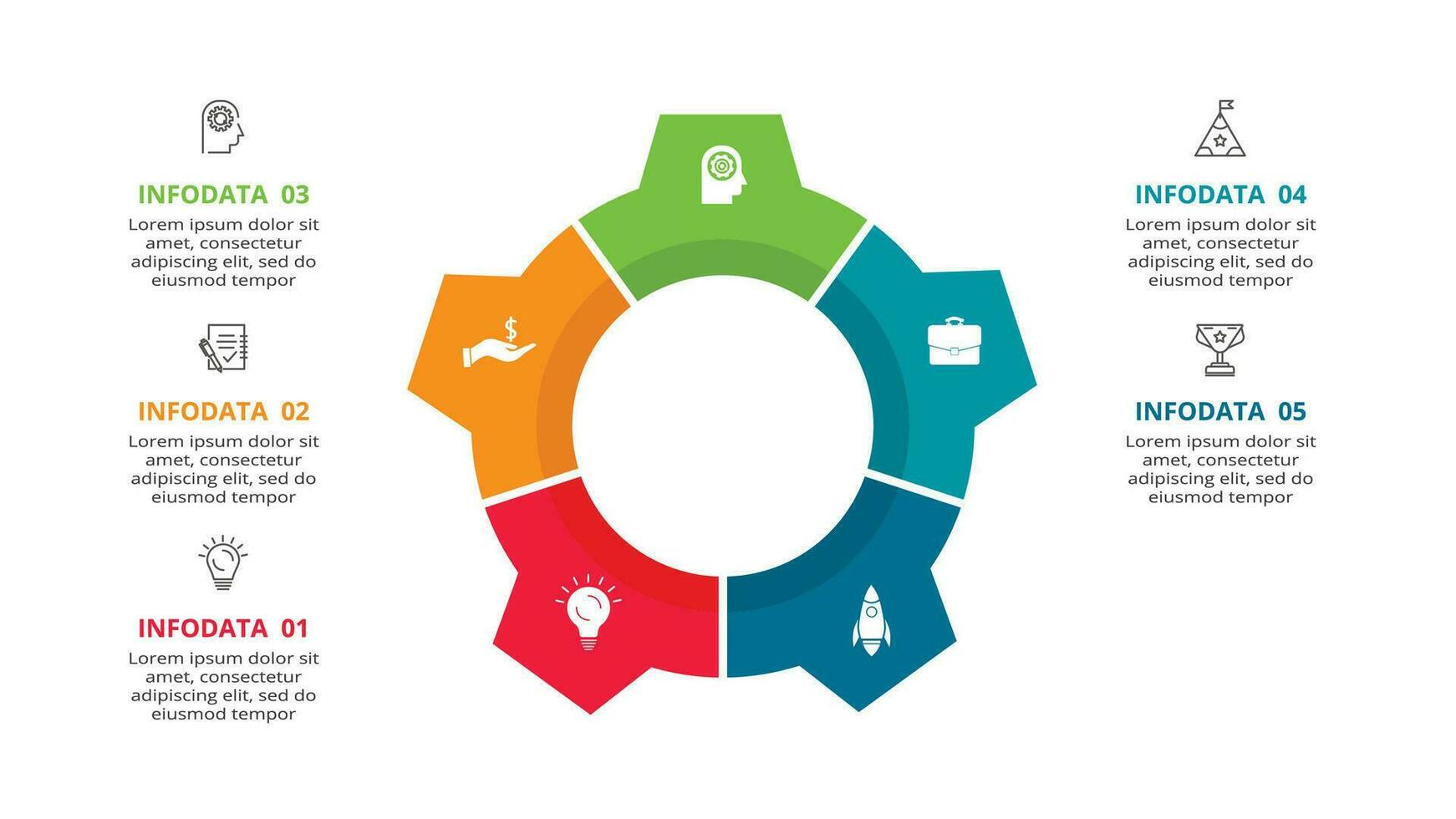 Creative concept for infographic with 5 steps, options, parts or processes. Business data visualization. vector