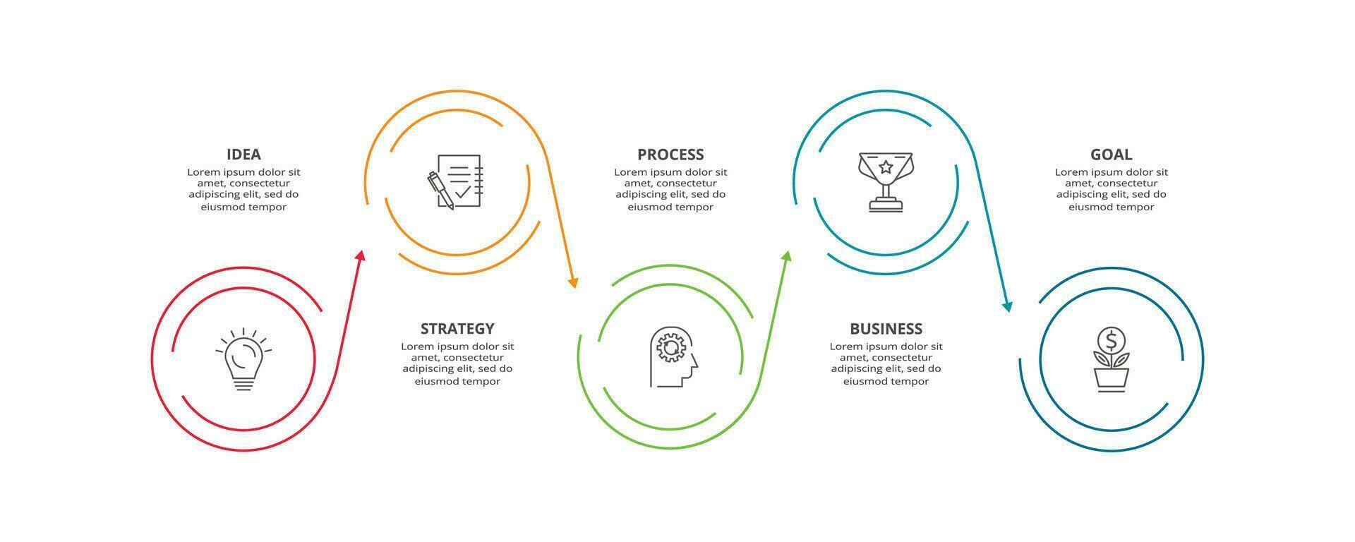 Line concept for infographic with 5 steps, options, parts or processes. Business data visualization. vector