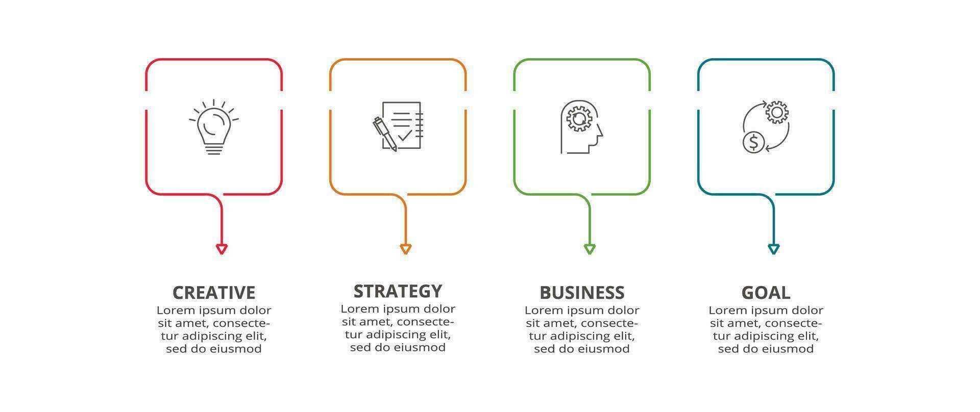 línea concepto para infografía con 4 4 pasos, opciones, partes o procesos. negocio datos visualización. vector