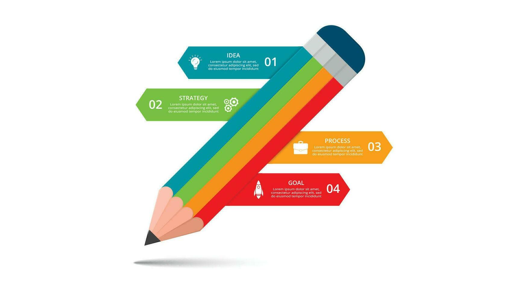 resumen flechas de grafico, diagrama con 4 4 pasos, opciones, partes o procesos. vector negocio modelo para presentación