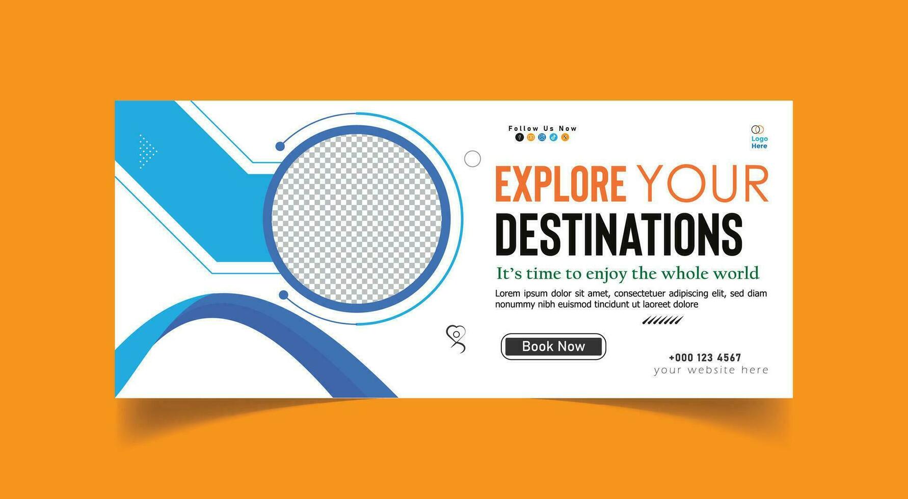 Vector travel social media cover web banner template design
