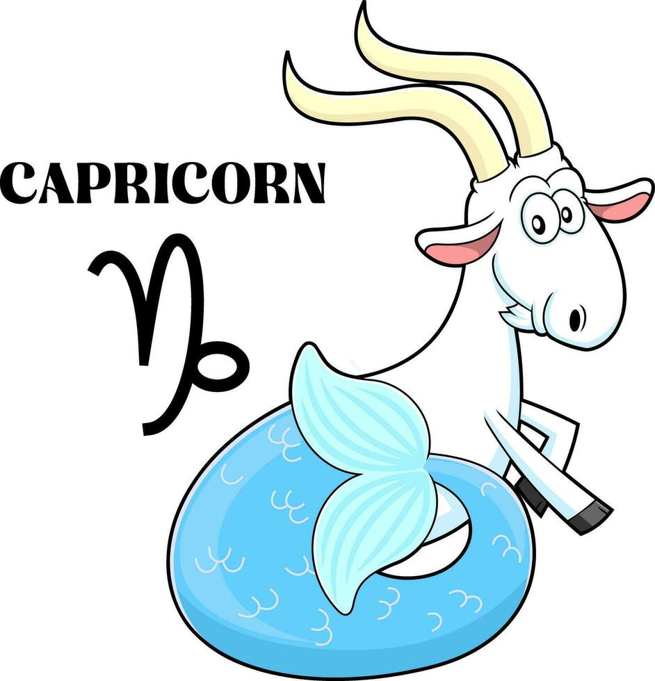 Capricorn Cartoon Character Horoscope Zodiac Sign vector