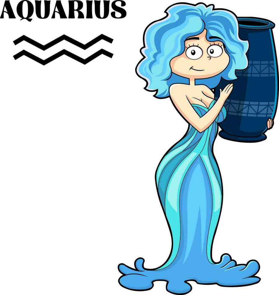 Aquarius Cartoon Character Horoscope Zodiac Sign vector