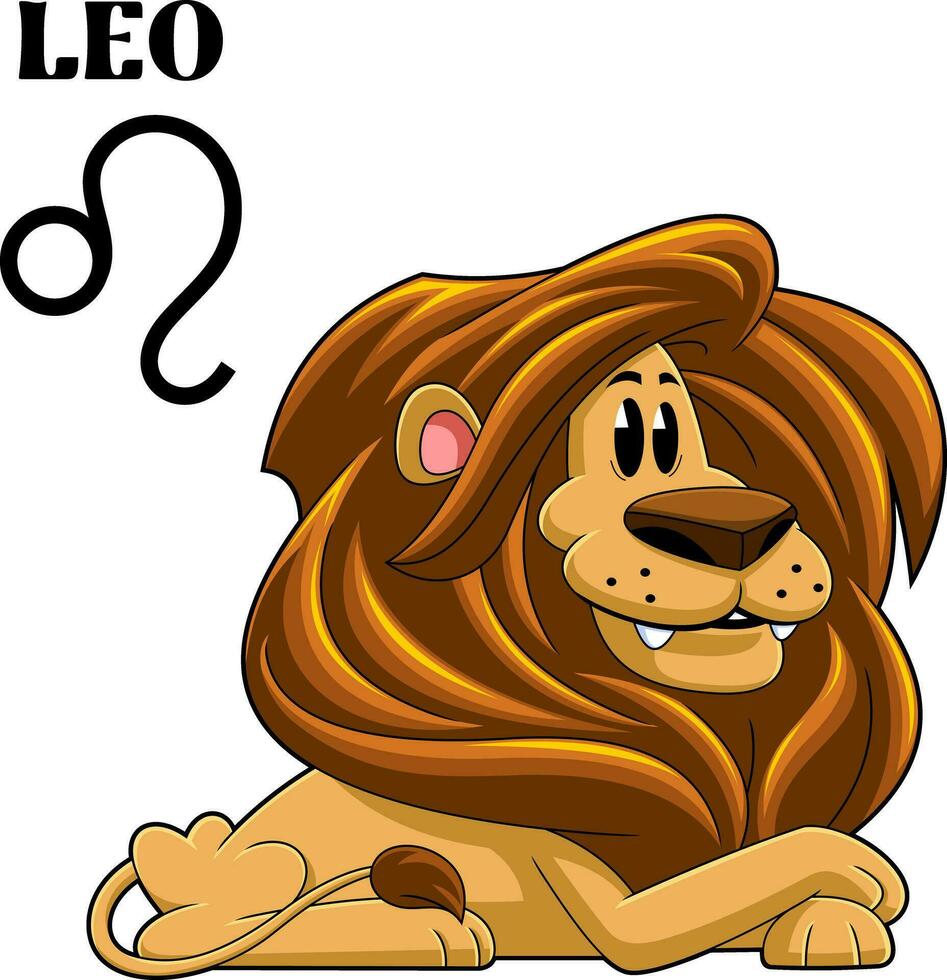 Leo Cartoon Character Horoscope Zodiac Sign. Vector Hand Drawn Illustration