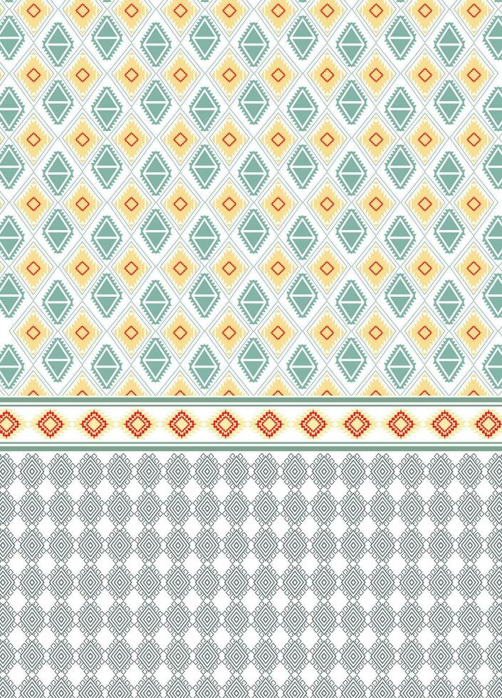 Ethnic tribal fabric textile traditional boho seamless pattern abstract geometric background vector