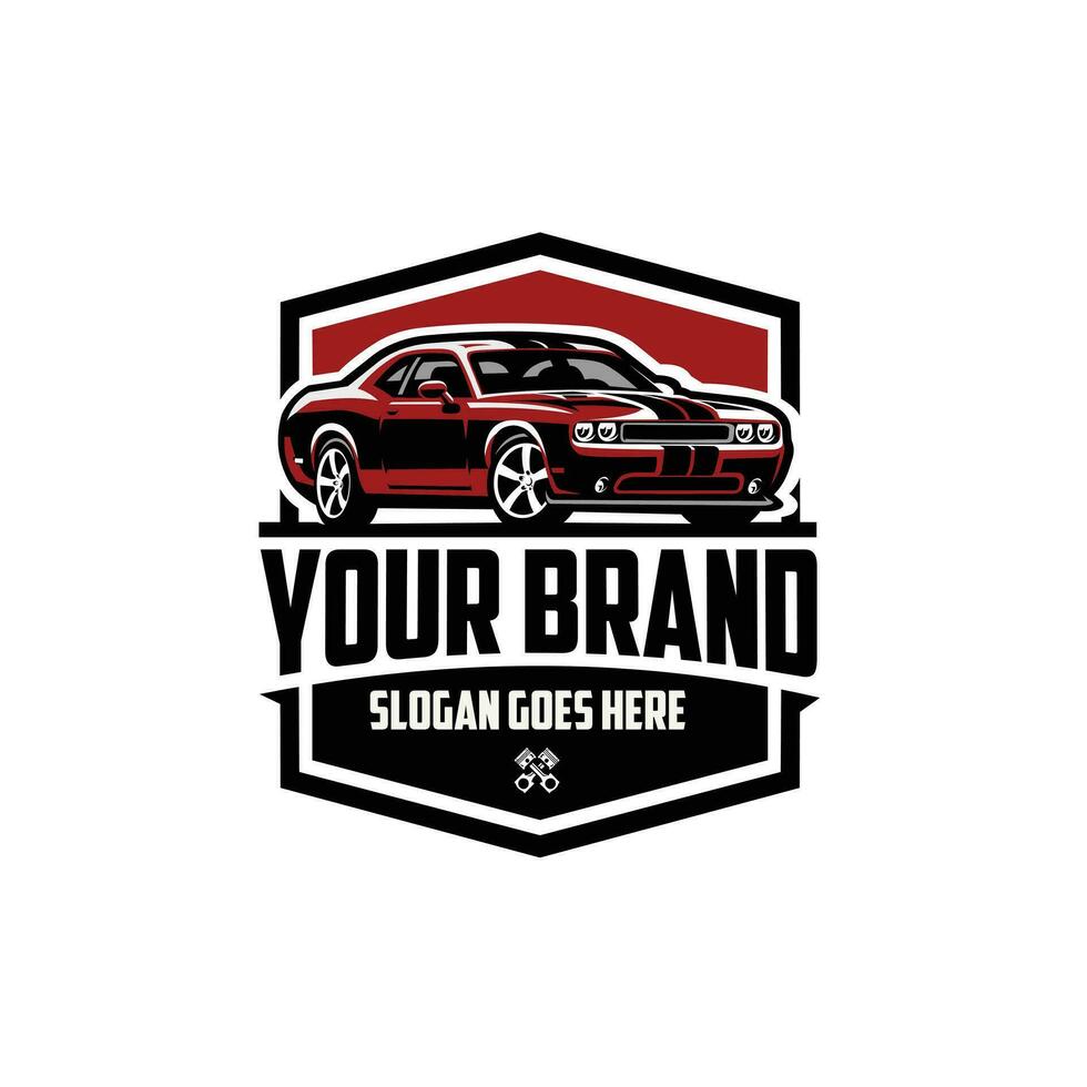 Muscle Car Garage Badge Emblem Logo Vector Illustration