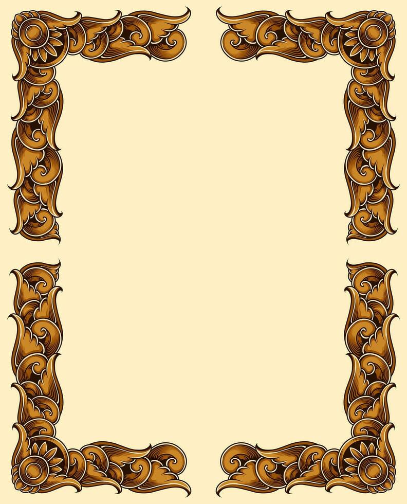 Classic style frame design with exquisite engraving and luxury Free Vector